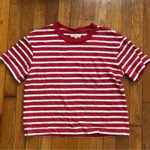 Madewell boxy crop t shirt - red and white stripe